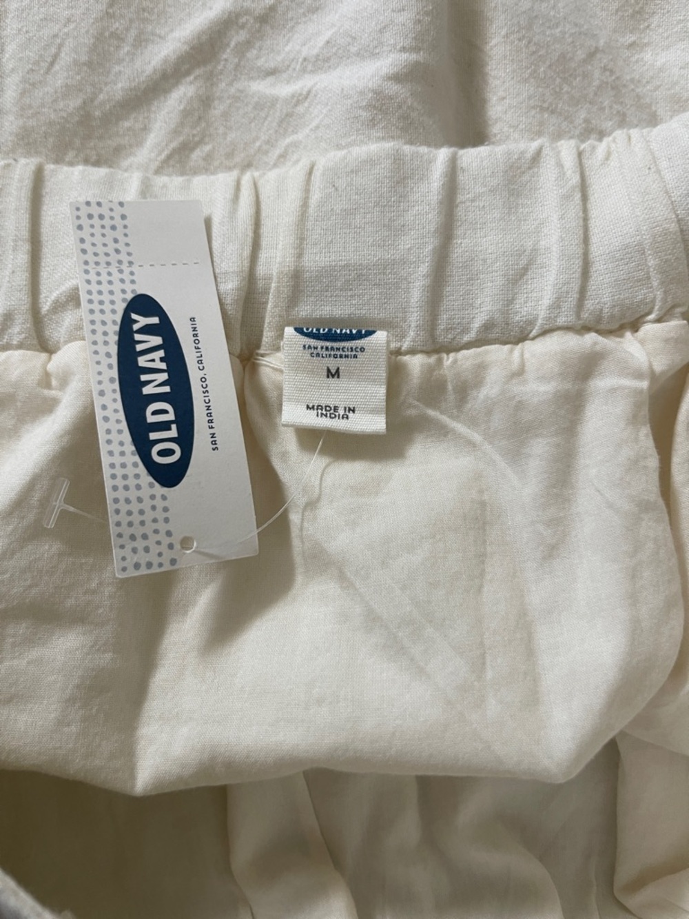 Old Navy Cream Boho Mini Skirt Striped Hem Pull On Cotton Pockets NWT Medium - Picture 4 of 6